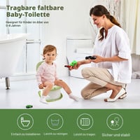 BYZESTY Olă Portabilă Pliabilă pentru Copii, WC de Călătorie cu Pungi de Gunoi, Verde, pentru Utilizare la Interior și Exterior, 0-8 Ani, Portabilă 6