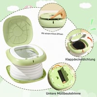BYZESTY Olă Portabilă Pliabilă pentru Copii, WC de Călătorie cu Pungi de Gunoi, Verde, pentru Utilizare la Interior și Exterior, 0-8 Ani, Portabilă 3