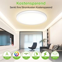 Bzavor LED stropna svjetiljka, energetski razred A, 11W, 2600lm, 4000K, okrugla, promjer 30 cm, IP54 vodootporna, ultra tanka, bijela, za kuhinju, kupaonicu, dnevni boravak, spavaću sobu, hodnik 2