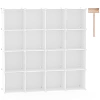 C&AHOME Policový regál v tvare kociek so 16 priehradkami, DIY modulárna plastová skriňa, mliečne biela, 122x31x122 cm, do spálne, obývačky, kancelárie 1