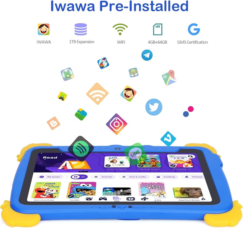 C idea 10.1" HD Gyermek Tablet Android 13, 6000mAh, 3-12 év, Oktatási Tanulótablet Kék