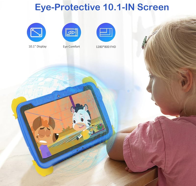 C idea 10.1" HD Gyermek Tablet Android 13, 6000mAh, 3-12 év, Oktatási Tanulótablet Kék
