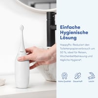 HAPPYPO Po Shower 2.0 Fehér Hordozható Bidé - Intim Zuhany Utazótáskával, Nedves Törlőkendő Helyettesítő, Víztisztítás WC Papír Megtakarítás 4