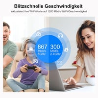 Aigital WiFi Adapter 1200 Mbit/s DualBand USB 3.0 - Vezeték nélküli hálózati vevő 2 antennával, dokkoló állomással laptophoz, PC-hez, Window 4