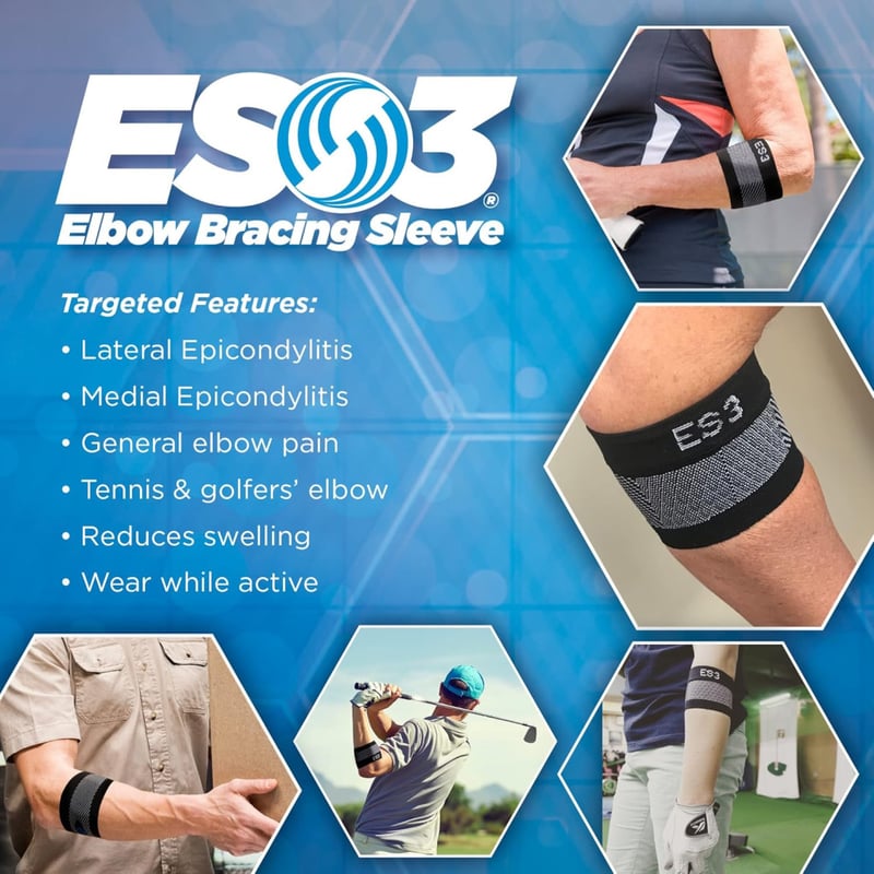 Orthosleeve ES3 könyökrögzítő - Fekete, S méret | 3 zónás kompressziós technológia | Teniszkönyök ellen