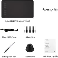 Huion Inspiroy H640P grafikus rajztábla 8192 nyomásszint stylus tollal 8