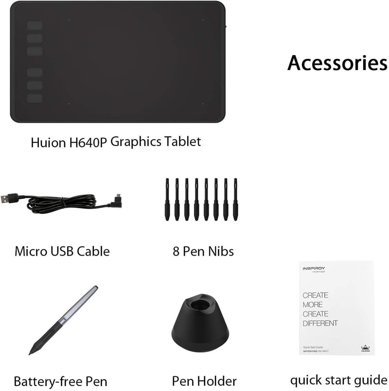 Huion Inspiroy H640P grafikus rajztábla 8192 nyomásszint stylus tollal