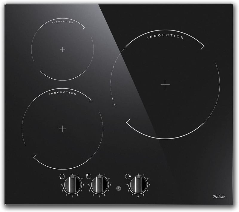 Beépíthető 60 cm-es indukciós főzőlap, 3 zónás, 9 fokozatú, 6000W