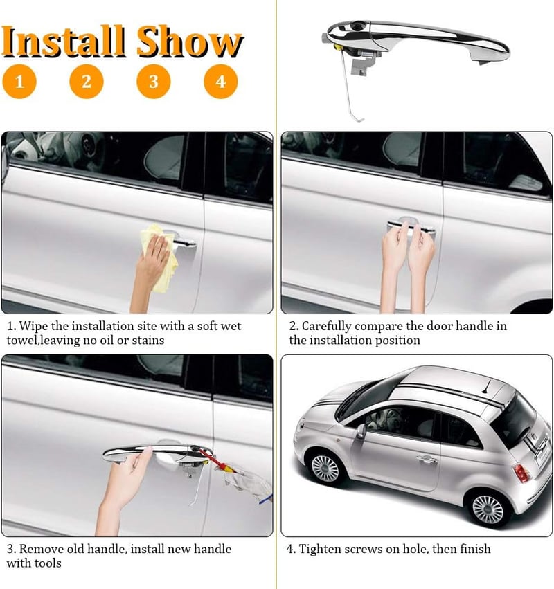 FIAT 500 króm külső ajtókilincs, bal oldali, 2012-2018 modellekhez