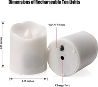 PChero LED gyertyák távirányítóval - 2 db újratölthető, időzíthető, USB-s dekorációs lángimitáció 6