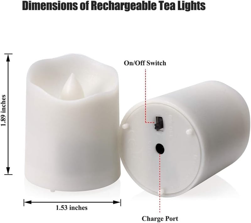 PChero LED gyertyák távirányítóval - 2 db újratölthető, időzíthető, USB-s dekorációs lángimitáció
