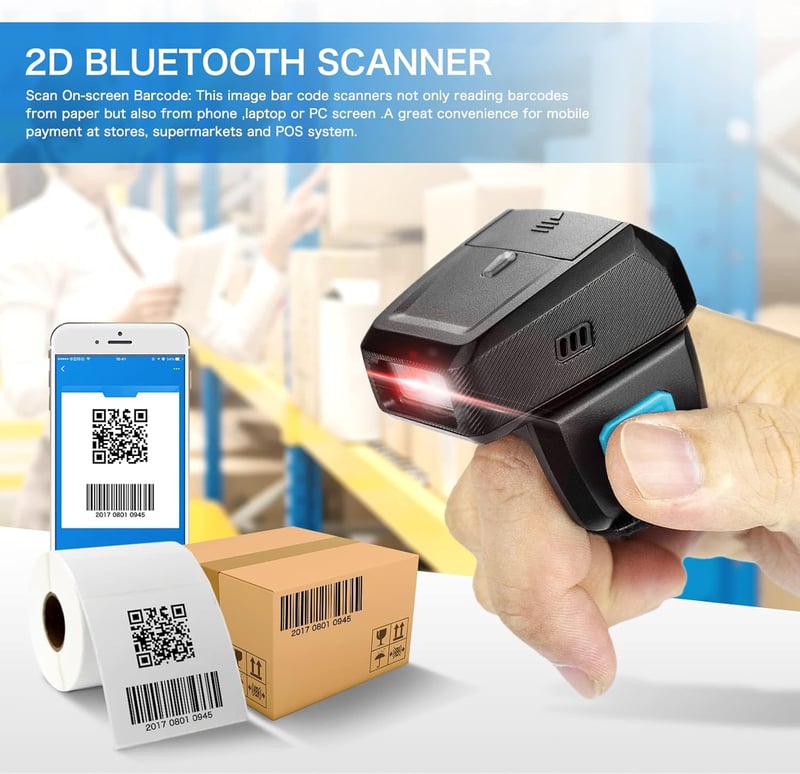 NETUM RS9000 Bluetooth Gyűrűs Vonalkódolvasó - Vezeték Nélküli Mini Szkenner Töltőállomással