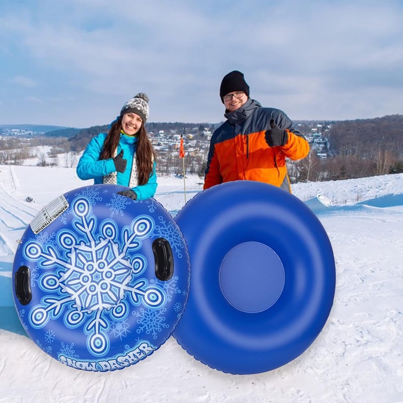 Kék, 90 cm-es felfújható hószán felnőtteknek, kapaszkodókkal - Téli sporteszköz