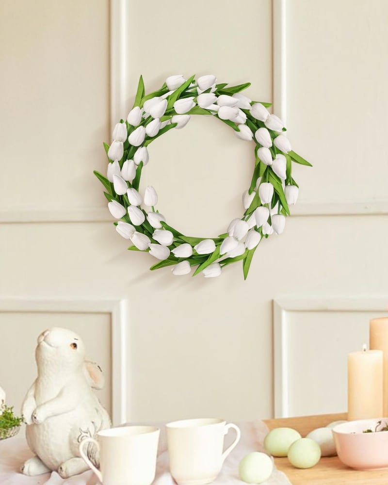 N&T NIETING Élethű Fehér Műtulipán Csomag - 12 db Latex PU Valódi Tapintású Művirág Dekoráció Esküvőre, Otthonba, Irodába