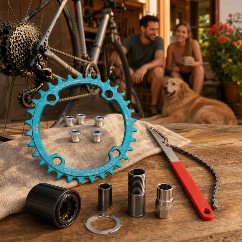 Komplet za obnovu pogona: 32T lančanik + alat za lanac + Shimano tijelo kazete