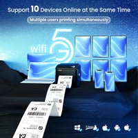 vretti WiFi 5G Címke Nyomtató 4x6 Hőnyomtató Szállítási Címkékhez Amazon Shopify Etsy eBay UPS DHL FedEx Kompatibilis 3
