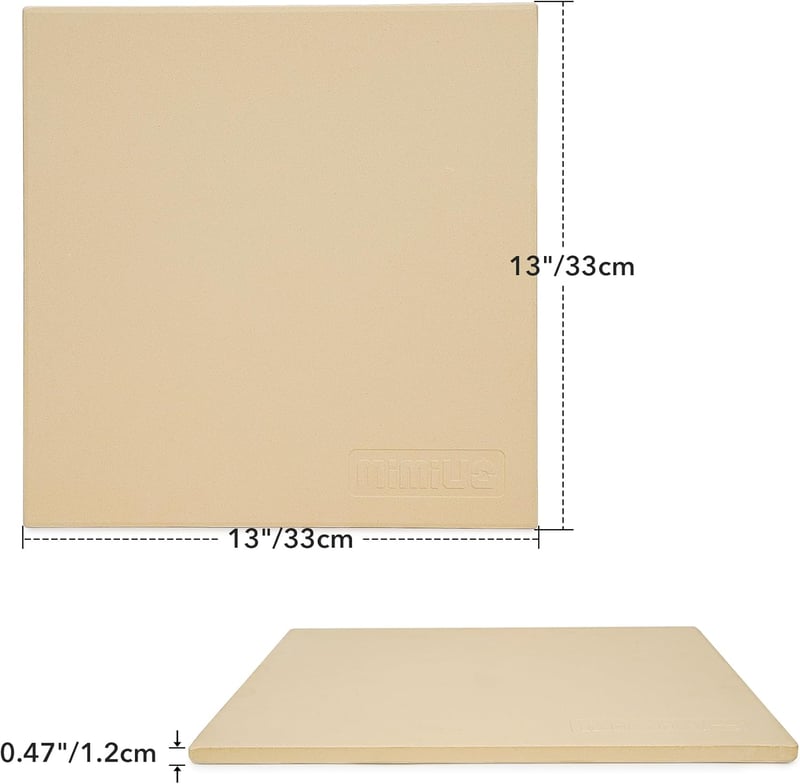 Mimiuo Pizzakő 33x33 cm Cordierite Sütőhöz és Grillhez Kenyérhez Süteményhöz