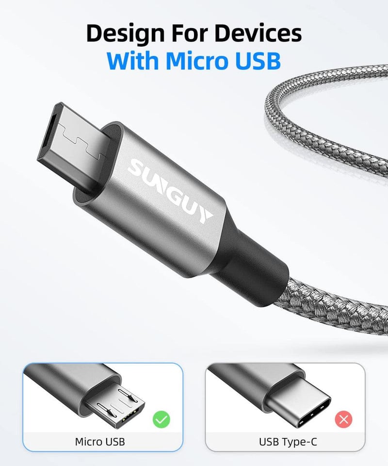 Sunguy 1,5 méteres Micro USB kábel, 3 db-os csomag