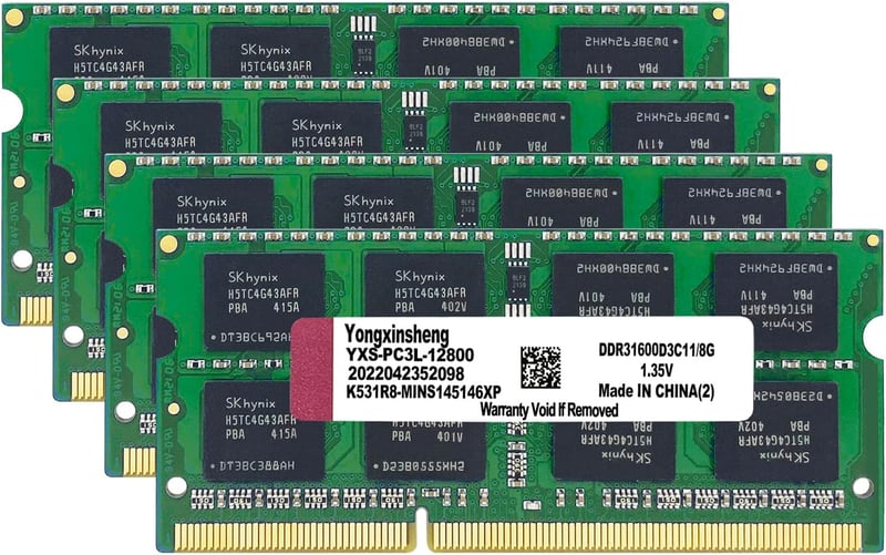 Crucial 32GB DDR3L Laptop RAM Kit (4x8GB) 1600MHz SODIMM Memória Bővítés