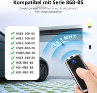 Effdrdfs 868.3 MHz Garázskapu Távirányító - 4 Csatornás Univerzális Nyitó Kék LED-del - HSE2, HSE4, HS4, HS1, HSP4 Modellekkel Kompatibilis 3