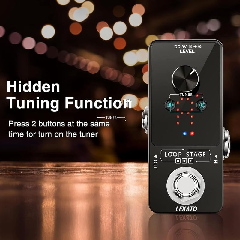 LEKATO Gitár Looper Pedál 9 Hurokkal, 40 Perces Felvételi Idővel, Beépített Hangoló, Korlátlan Overdub Funkció Elektromos Gitárhoz és Basszu