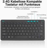 Rii Vezeték Nélküli Billentyűzet-Egér Szett, 2.4G Kompakt Billentyűzet Egérrel, Laptop, PC és Smart TV Kompatibilis, Német QWERTZ Kiosztás,  2