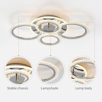 Modern Mennyezeti Lámpa 58W - 52*42*10 cm Fényerőszabályozható 4 Gyűrűs LED Lámpatest Távirányítóval Nappali  3