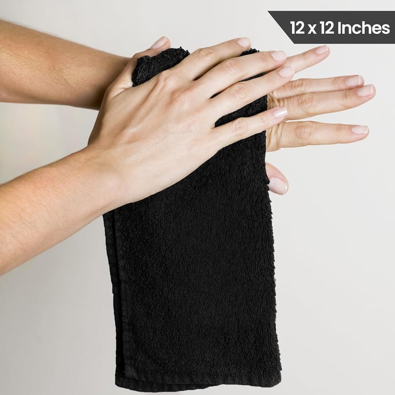 Utopia 24 db Fekete Pamut Mosdókendő 30x30 cm Akasztófüllel