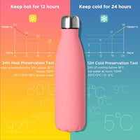 GeeRic 750 ml Rozsdamentes Acél Termosz - Dupla Falú, Szivárgásmentes Hőszigetelt Kulacs, BPA-mentes, Hidegen-Melegen Tartó, Rózsaszín, Tisz 3