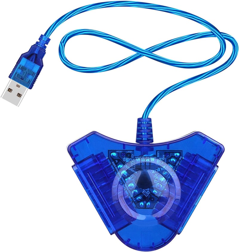 Sony PS1 PS2 kontroller USB adapter PC-hez, kék OSTENT kábel