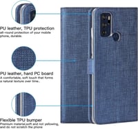 Motorola Moto G60S kék flip tok - mágneses, kártyatartós, állványos 4