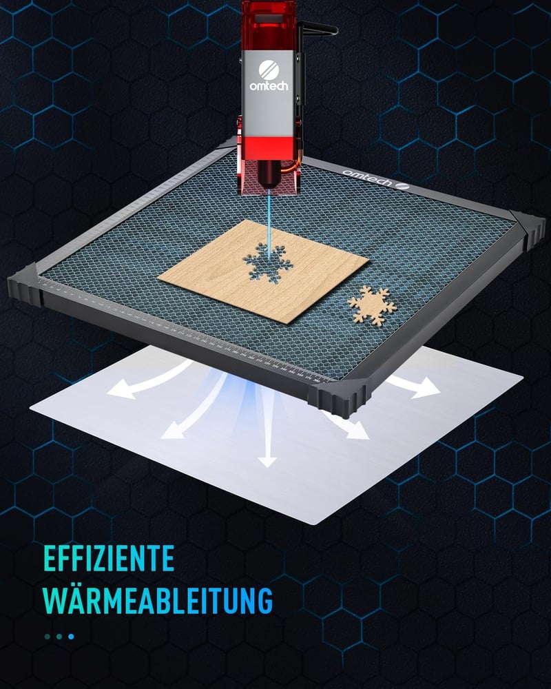 OMTech 400x400mm-es méhsejt lézervágó asztal beépített mérleggel CO2 gravírozógépekhez