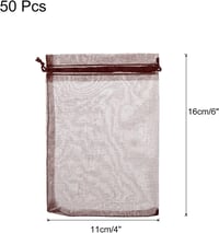 Barna organza ajándékzacskó 50db, 11x16cm, esküvőre, partira 2