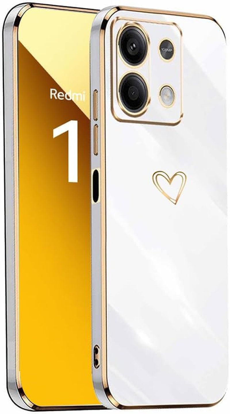 Xiaomi Redmi Note 13 5G fehér szívmintás vékony TPU szilikon tok lányoknak