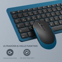 seenda SK38-3 Vezeték Nélküli Billentyűzet-Egér Szett, Ultravékony Tölthető, Ergonomikus, Szilikon Porvédővel, PC/Laptop/TV, QWERTZ, Fekete- 4