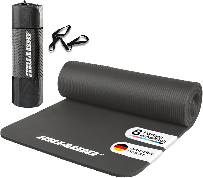 Muawo Prémium Fitness Matrac - Extra Vastag (1,5 cm) és Hosszú (190 cm) Csúszásmentes Jóga és Tornaszőnyeg, Sötétkék, NBR Habból, Bőrbarát, 