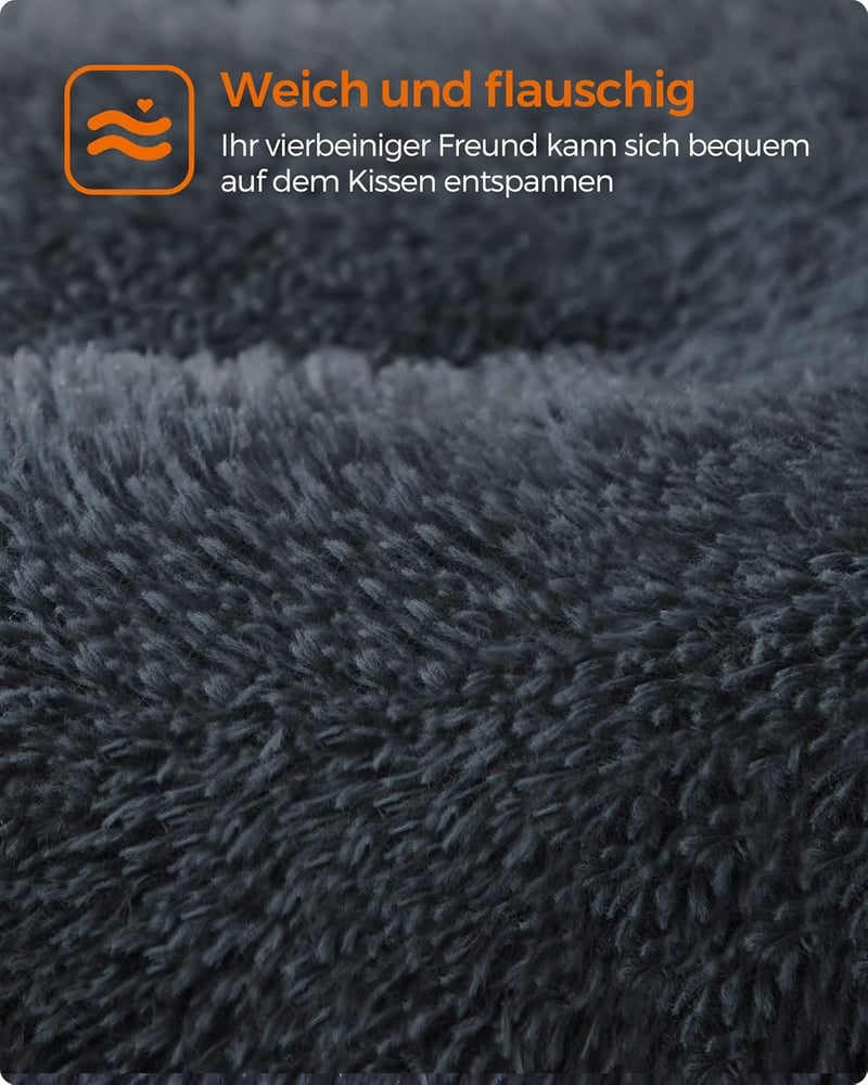 Feandrea XXL Plüss Kutyafekhely - Mosható, Puha, Sötétszürke, 122x74 cm