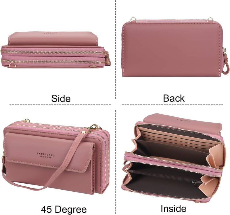 Yixuan női crossbody táska kék PU bőr dupla cipzárral és kártyatartóval