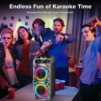 LANMEMG Karaoke Rendszer 2 Vezeték Nélküli Mikrofonnal - 100W Hordozható Bluetooth Hangszóró LED Fényekkel, Távirányítóval, USB/TF Kártya Tá 5