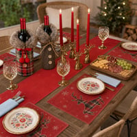 Adventi set za stol: nadstolnjak + 4 svijećnjaka + 6 podmetača + 25 salveta + 2 dekoracije + pladanj 1