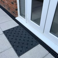 Ultralux Gumi Lábtörlő 75x45cm - Kültéri-Beltéri Csúszásmentes Szennyfogó Szőnyeg Fekete-Ezüst Mintával, Vízálló, Strapabíró, Könnyen Tisztí 3