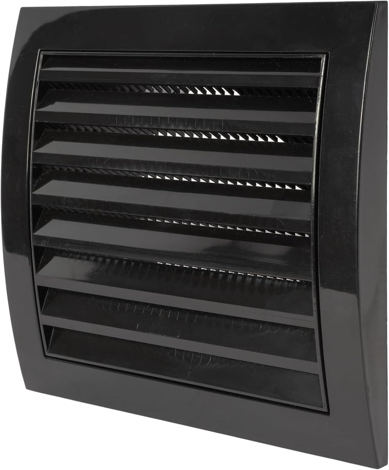 Vent Systems 100 mm Fekete Szellőzőrács - Szárítógép, Fürdőszoba, Kültéri/Beltéri Légkivezető Takaró, Elszívó Rendszer, ABS Anyag, Könnyen S
