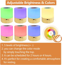 TIYUPA Mini LED Éjjeli Lámpa - Érintésvezérelt, Tölthető, Hordozható Hangulatvilágítás, 5 Fényerőszint, RGB Színváltás, Időzítő, Gyerekszobá 3