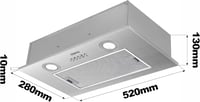 Ciarra CBCS5913A Páraelszívó Alap, 52 cm Széles, 300 m³/h Teljesítmény, Rozsdamentes Acél, LED Világítás, 3 Fokozat, Alumínium Zsírszűrő, CB 15