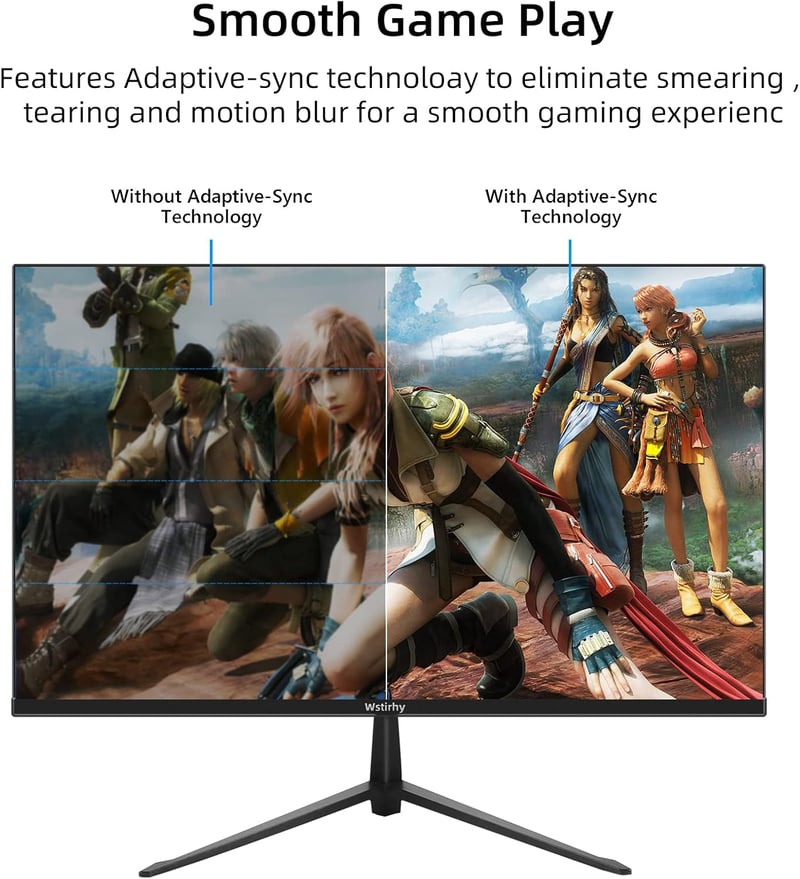 Wstirhy 24" Full HD IPS Monitor - 75Hz, 5ms, HDMI/VGA Csatlakozás, Vékony Keret, Falra Szerelhető, Otthoni és Irodai Használatra, Fekete