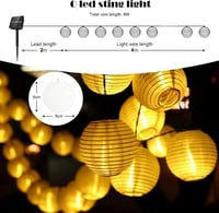 HUIYOU Napelemes Kerti Lámpásfüzér 6m 20 LED Meleg Fehér - IP65 Vízálló Kültéri Fényfüzér 8 Világítási Móddal Kertbe, Erkélyre, Esküvőre 3