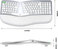 Seenda ergonomikus vezeték nélküli billentyűzet, USB-s, tenyértámasszal, Mac és Windows kompatibilis, német kiosztás, fehér-ezüst 6