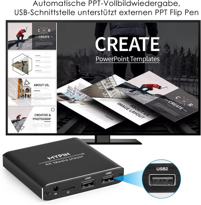 MYPIN 4K Médialejátszó - 8TB HDD, USB, HDMI, 7.1 Surround Hang, Távirányítóval