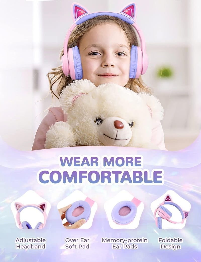 iClever Gyerek Bluetooth Fejhallgató - 94dB Hangerőkorlát, 50 Órás Üzemidő, Mikrofonnal