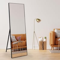 RLAVBL Álló Tükör 165x51 cm - Fekete Kerettel, Törésálló Üvegvédővel, Hálószobába, Fürdőbe, Nappaliba vagy Gardróbba 6